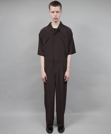 short sleeved jumpsuit/D.BROWN