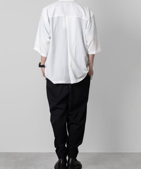 Crepe de Chine OPEN COLLAR SHIRTS/WHITE