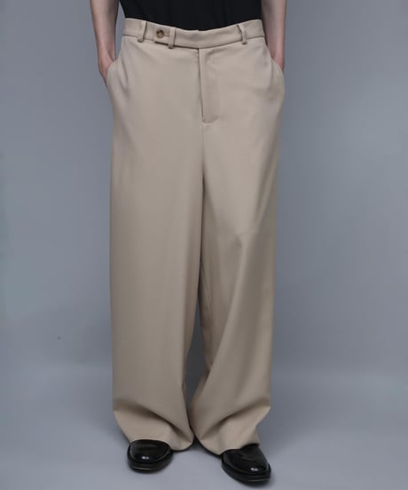 RECYCLE POLYESTER WIDE PANTS/BEIGE