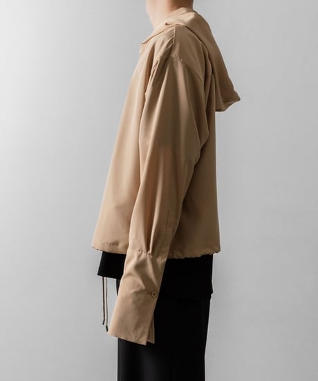 DOUBLE CUFFS HOOD ZIP SHIRT/BEIGE