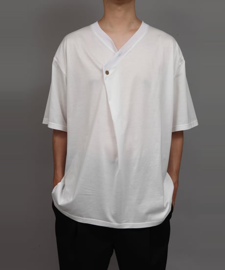 DRAPE V-NECK T-SHIRT/WHITE
