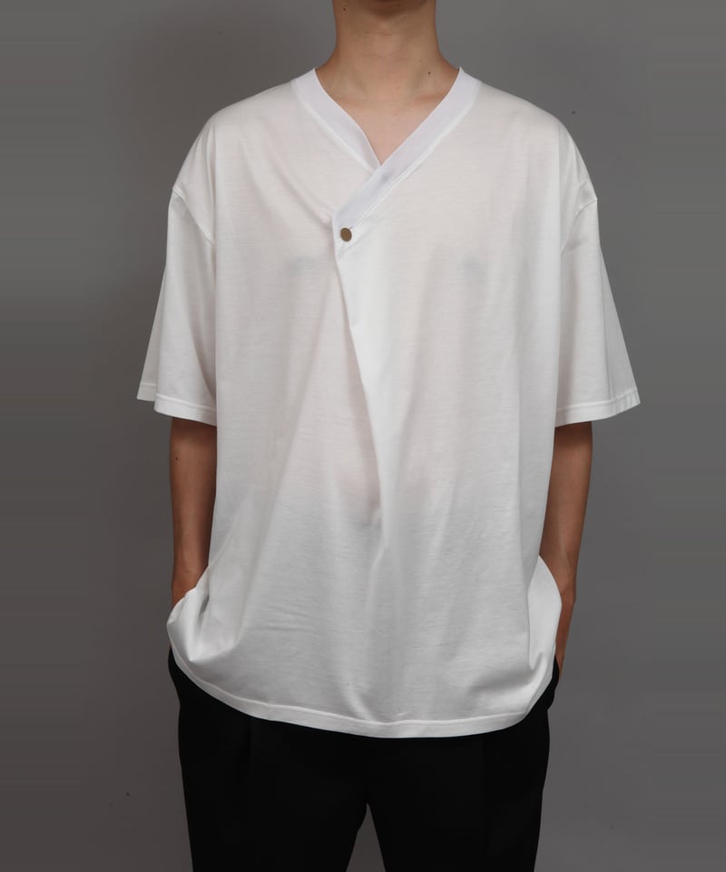 DRAPE V-NECK T-SHIRT/WHITE | ato onlinestore