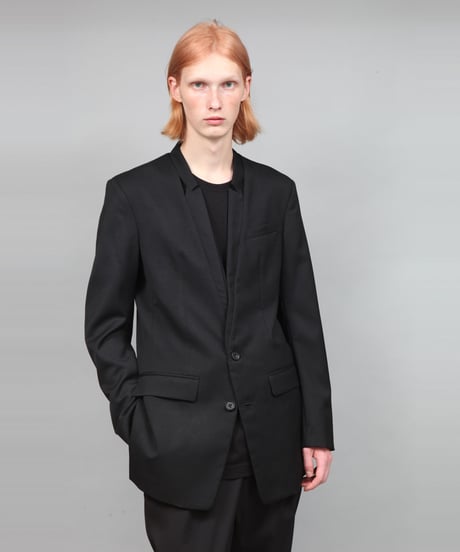 HOLLOW COLLAR JACKET/BLACK