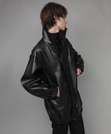 SYNTHETIC LEATHER BLOUSON/BLACK