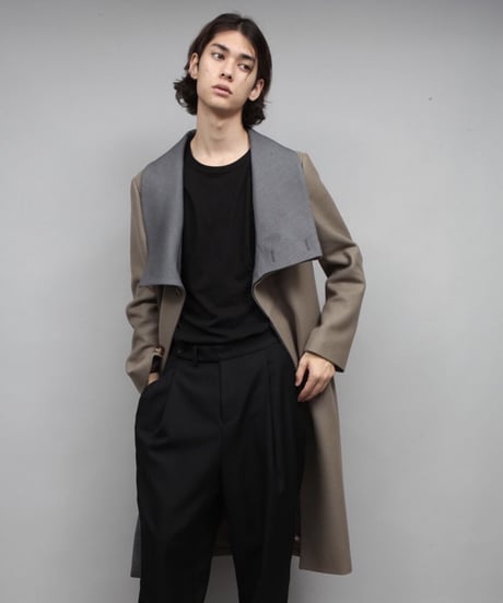 STAND COLLAR COAT/D.BEIGE