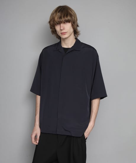 OPEN COLLAR SHIRTS WITH PLEATS/D.NAVY