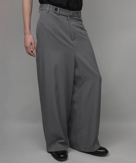 RECYCLE POLYESTER WIDE PANTS/GREY