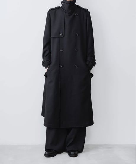 NEW WOOL TRENCH COAT/BLACK