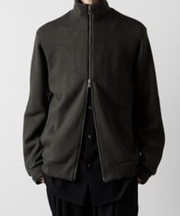 WOOL STAND COLLAR ZIP CARDIGAN/BLACK | ato AOYAMA