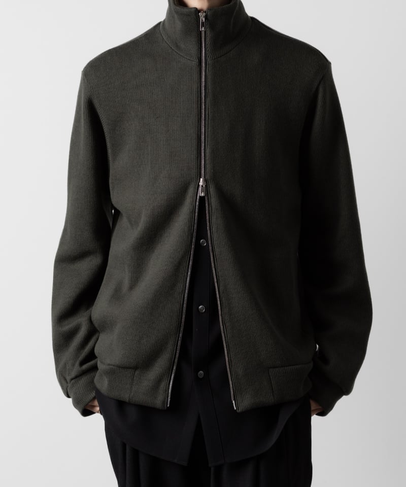STAND COLLAR ZIP CARDIGAN/KHAKI | ato AOYAMA