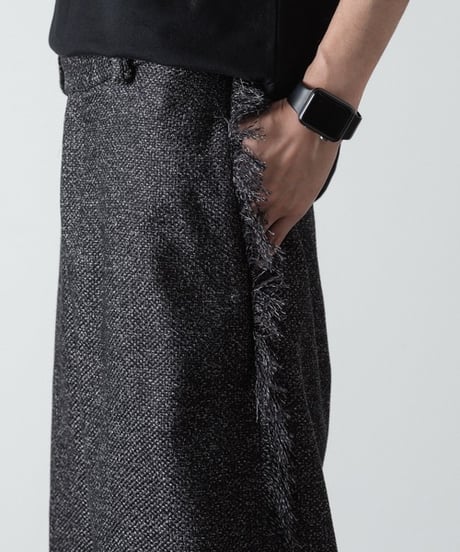 WIDE FRINGE PANTS/BLACK