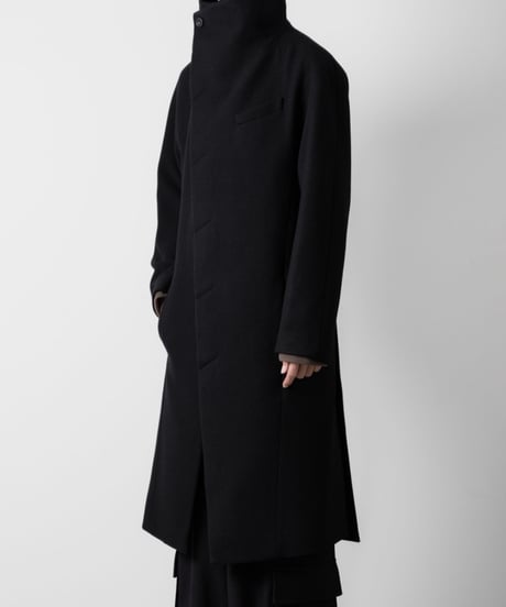 ENGLAND LAMB MELTON STAND COLLAR COAT/BLACK