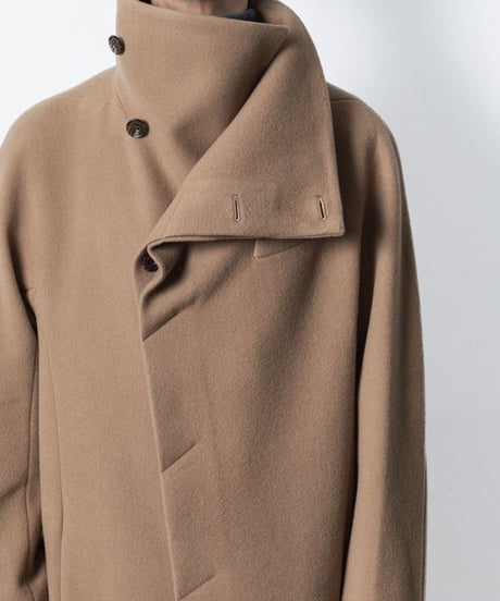 ENGLAND LAMB MELTON STAND COLLAR COAT/BEIGE