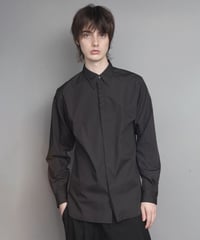 CUT-OFF PLEATED SHIRTS/BLACK