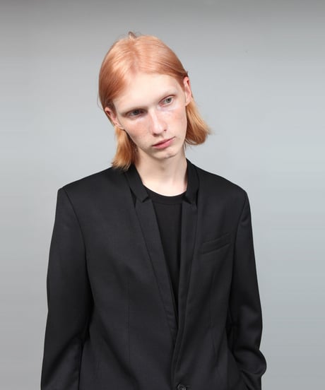 HOLLOW COLLAR JACKET/BLACK