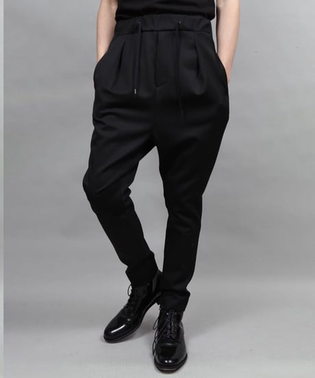 WOOL SARROUEL PANTS/BLACK