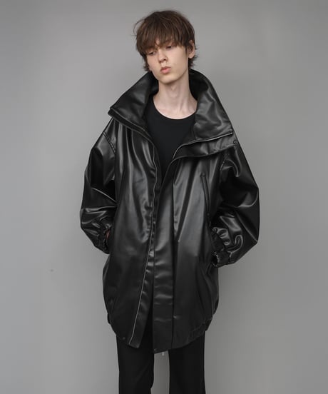 SYNTHETIC LEATHER BLOUSON/BLACK