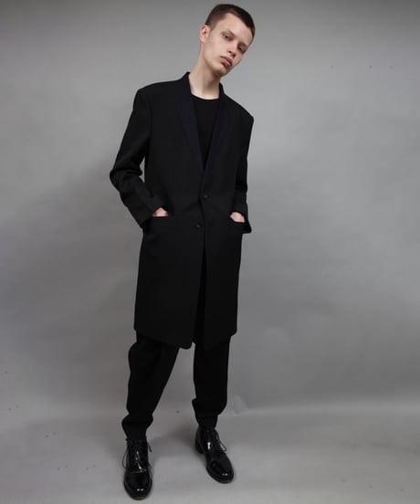 color cloth long jacket/BLACK