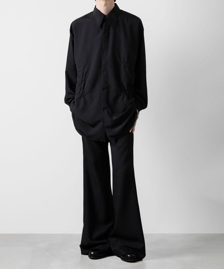OVERSIZED SHIRRING SHIRTS/BLACK