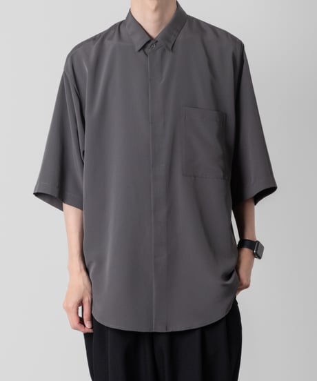 Crepe de Chine half sleeve shirts/GRAY