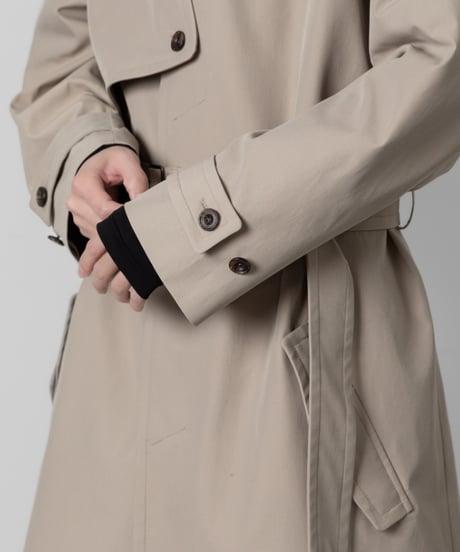 stand collar single trench coat/BEIGE