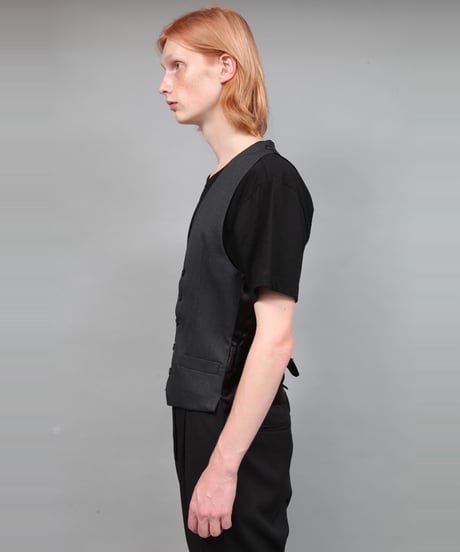 WOOL GABARDINE VEST/CHARCOAL