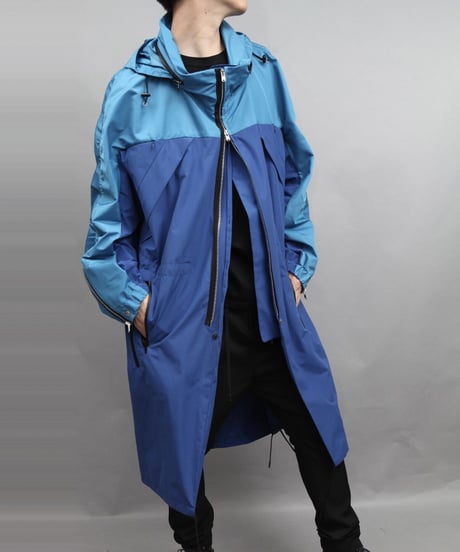 COTTON NYLON COAT/BLUE