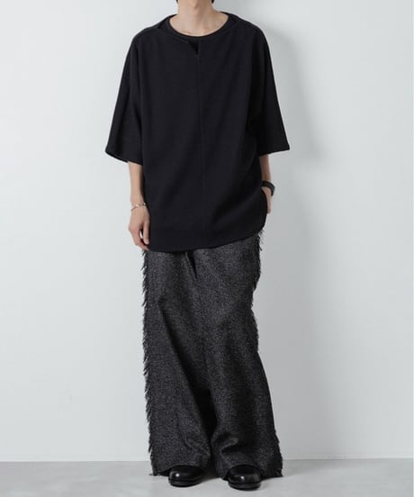 WIDE FRINGE PANTS/BLACK
