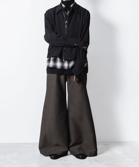 OMBRE-CHECK SHORT SCARF SHIRTS/BLACK