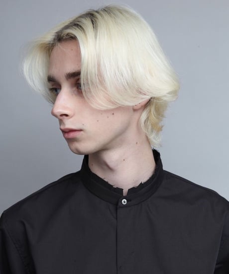 CUT OFF PLEATED SHIRTS/BLACK