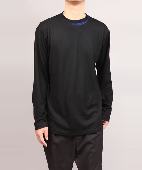 NECK SLIT T-SHIRT/BLACK