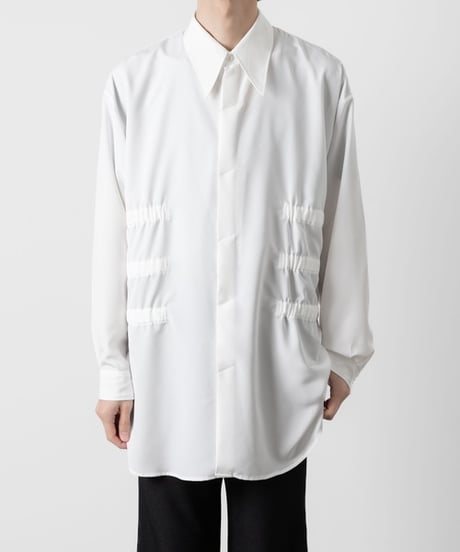 OVERSIZED SHIRRING SHIRTS/WHITE