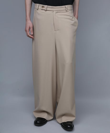 RECYCLE POLYESTER WIDE PANTS/BEIGE