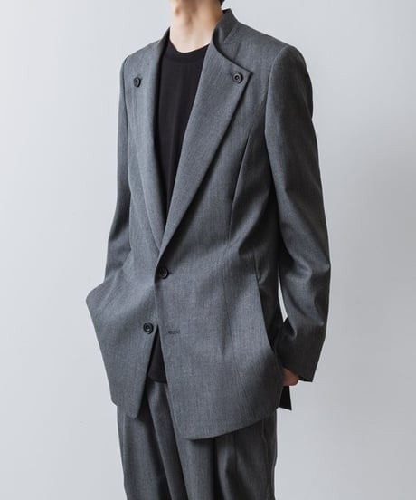 LAPEL BUTTONED JACKET/GRAY