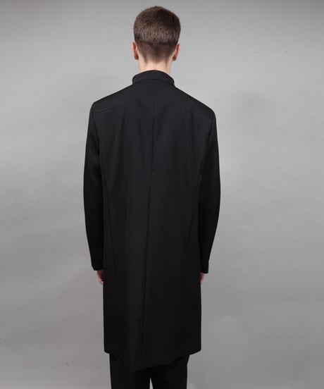 crease double short coat/BLACK