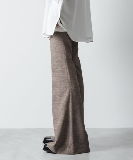 SLUB TWEED FLAIR PANTS/L.BROWN