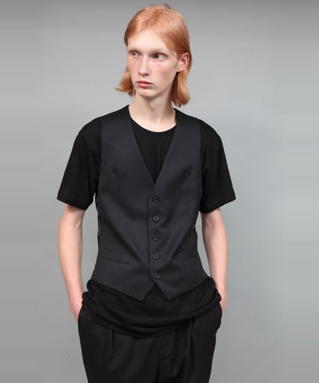 WOOL GABARDINE VEST/BLACK