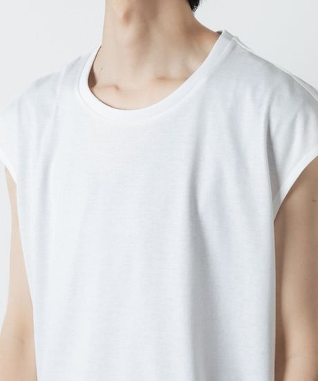 NO SLEEVE T-SHIRST/WHITE