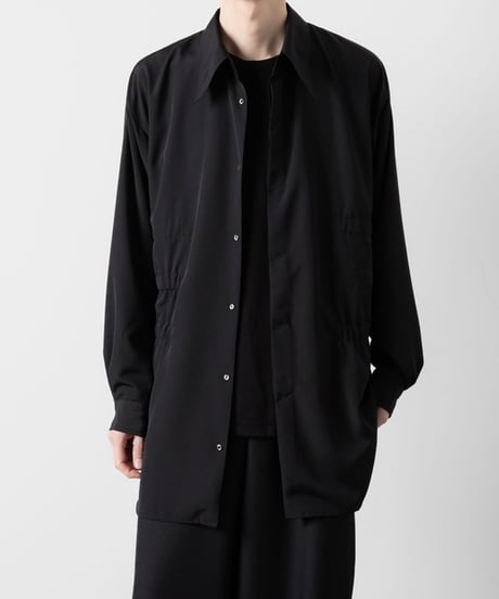 OVERSIZED SHIRRING SHIRTS/BLACK