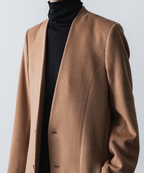 SINGLE CHARME NO-COLLAR COAT/BEIGE