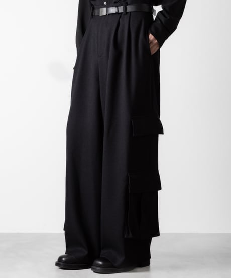 DOUBLE POCKET WIDE PANTS/BLACK