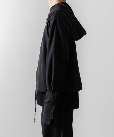 DOUBLE CUFFS HOOD ZIP SHIRT/BLACK
