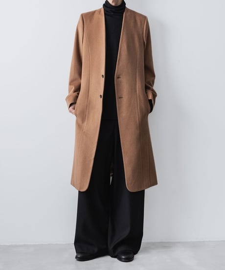SINGLE CHARME NO-COLLAR COAT/BEIGE