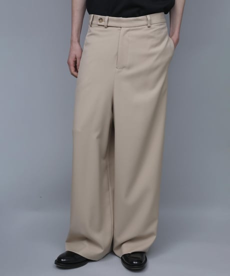 RECYCLE POLYESTER WIDE PANTS/BEIGE