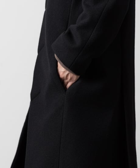 ENGLAND LAMB MELTON STAND COLLAR COAT/BLACK