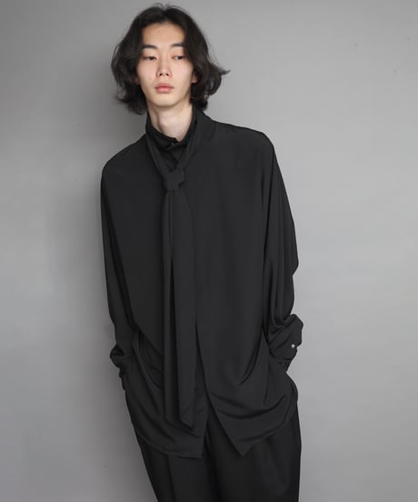 Crepe de Chine SCARF SHIRTS/BLACK