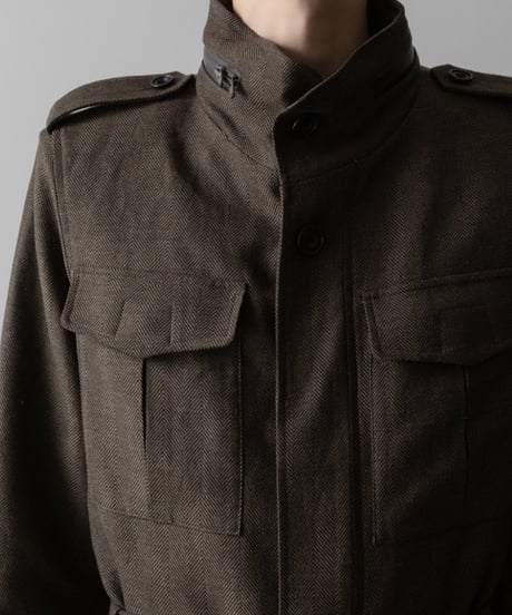 STAND COLLAR MILITARY COAT/KHAKI