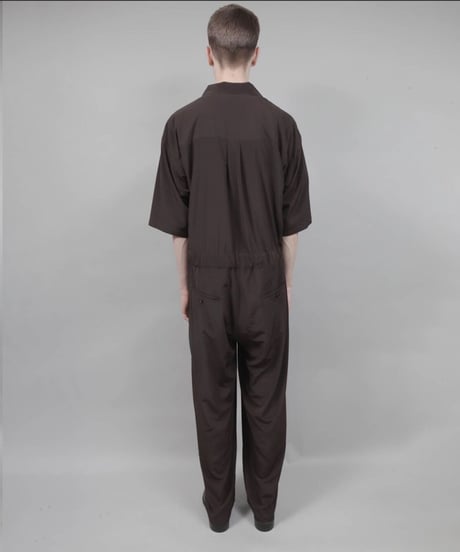 short sleeved jumpsuit/D.BROWN