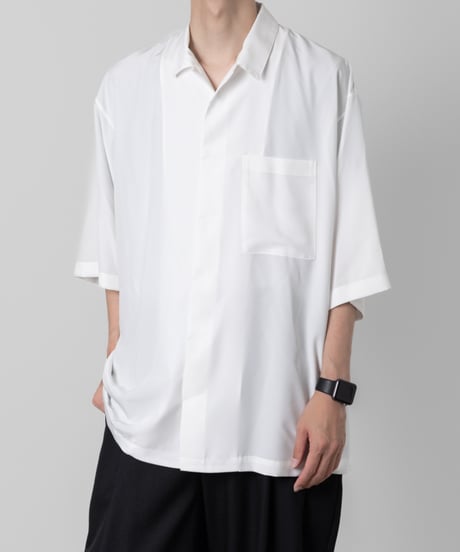 Crepe de Chine OPEN COLLAR SHIRTS/WHITE