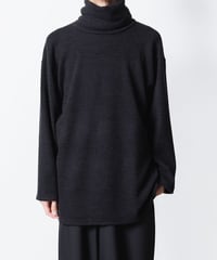 JACKAL RIB OVERSIZED TURTLE-NECK/BLACK